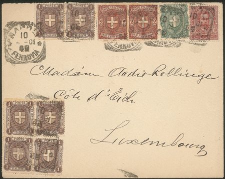 Regno - Umberto I - Bella quadricolore con esemplari di Umberto