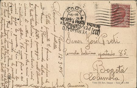 Regno - Vittorio Emanuele III - Cartolina affrancata con 10 cent Leoni (82)