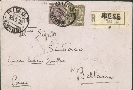Regno - Vittorio Emanuele III - Busta raccomandata affrancata con 45 cent Floreale (75)