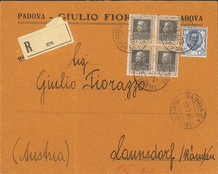 Regno - Vittorio Emanuele III - Busta affrancata con 1,25 lire Floreale (202)