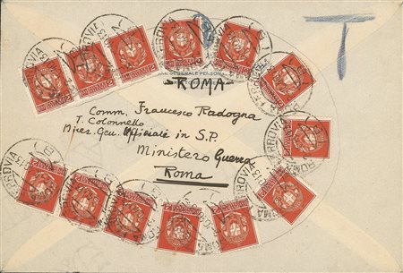 Regno - Vittorio Emanuele III - Busta con affrancatura a forma di ferro di cavallo