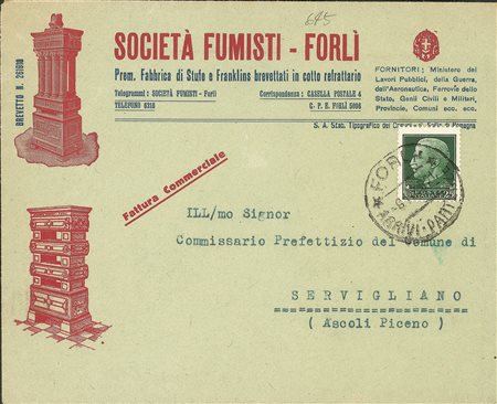 Regno - Vittorio Emanuele III - Busta commerciale affrancata con 25 cent Imperiale (248)