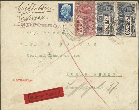 Regno - Vittorio Emanuele III - Busta espresso via pneumatica affrancata con 15 cent Pneumatica (12)