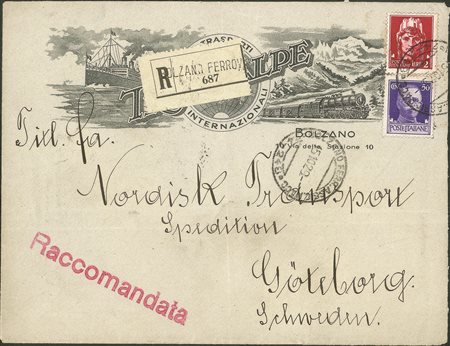 Regno - Vittorio Emanuele III - Busta commerciale illustrata raccomandata affrancata con 2 lire