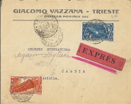 Regno - Vittorio Emanuele III - Busta espresso affrancata con 1,25 lire Marcia su Roma (336)