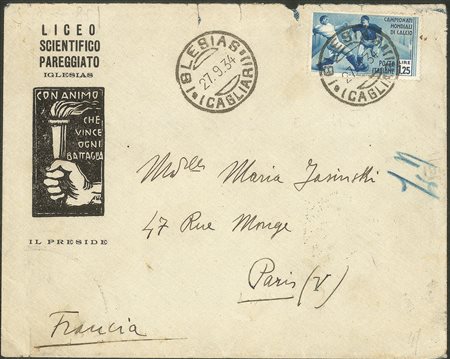 Regno - Vittorio Emanuele III - Busta intestata Liceo Scientifico Pareggiato Iglesias