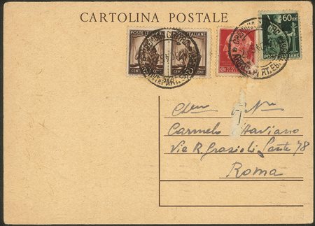 Regno - Luogotenenza - Intero postale da 30 cent Mazzini (C112)