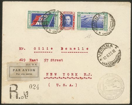 Regno - Posta Aerea - Aerogramma con trittico I-LONG da 50 lire (52 I)