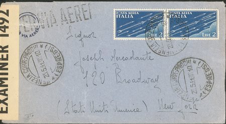 Regno - Posta Aerea - Busta per via aerea affrancata con coppia orizzontale del 2 lire Imperiale Aerea (15)