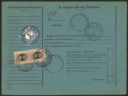 Regno - Segnatasse - Bollettino di spedizione tassato al retro