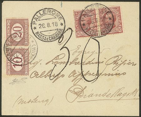 Regno - Segnatasse - Bustina tassata con 10 cent + 20 cent Segnatasse (21a + 22a)