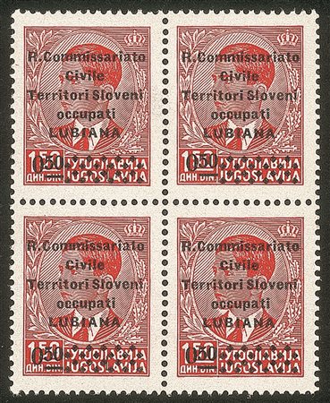 Occupazioni II guerra mondiale - Lubiana - 1941 - 0,50 su 1,50 din (39n + 39n varietà ib)