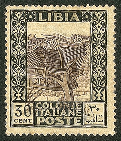 306Colonie - Libia - 1921 - 30 cent Pittorica (27ca) con centro capovolto (spostato in basso)