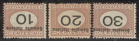 Colonie - Somalia - 1926 - Segnatasse (42a/47a) - soprastampe e cifre capovolte - serie completa