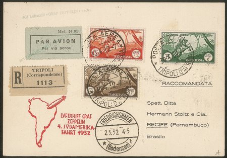 Colonie - Tripolitania - IV Volo in Sud America (Longhi 107) - corriere della Tripolitania