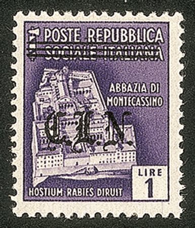 C.L.N. - Torino - 1945 - 1 lira soprastampato (CEI/Unificato 11A)
