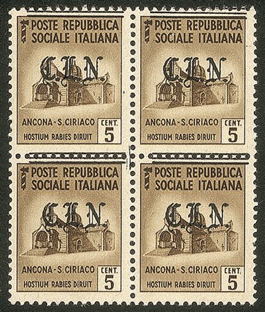 C.L.N. - Torino - 1945 - 5 cent (Unificato 1 - Errani 1 varietà b/non catalogata)