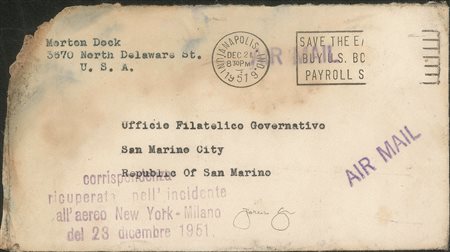 Europa e Oltremare - Stati Uniti D'America - 1951 (23 dicembre) - New York Milano
