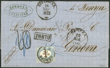 Europa e Oltremare - Ucraina - Lettera da Berdiansk per Genova via Venezia tassata con 1 lira Segnatasse (11) del 18.5.72