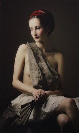 THIERRY BANSRONT, "Woman with white fan", 2014