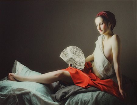 THIERRY BANSRONT, "Woman with white fan", 2014