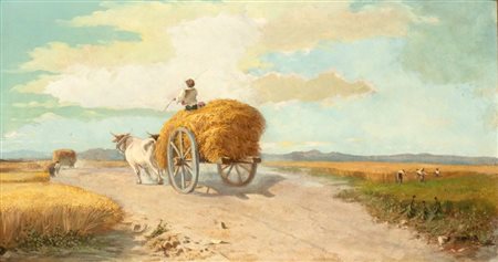FEDERICO ROSSANO (attribuito a) (Napoli 1835 - 1912), Probabile studio per l'opera "Campo di grano"