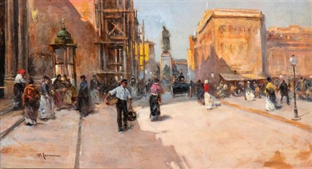 MICHELE CAMMARANO(Napoli 1835 - 1920), Piazza napoletana