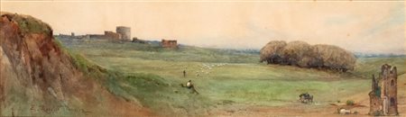ETTORE ROESLER FRANZ (Roma 1845 - 1907), Veduta dell'Appia Antica