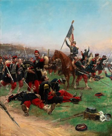 ANGELO TREZZINI (attribuito a) (Milano 1827 - 1904), Scena di fanteria