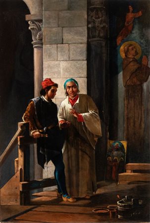 STEFANO USSI (Firenze 1822 - 1901), Scena con pittore e committente