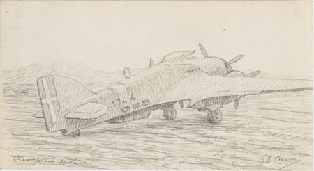 GIOVANNI BATTISTA CREMA (Ferrara 1883 - Roma 1964), Aeroplano a Ciampino