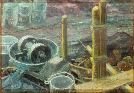 GIOVANNI BATTISTA CREMA (Ferrara 1883 - Roma 1964), Cantiere di notte