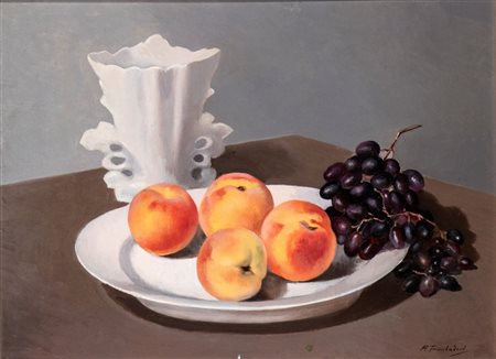 FRANCESCO TROMBADORI (Siracusa 1886 - Roma 1961), Natura morta con frutta e vasetto bianco, 1936