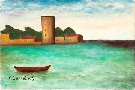 CARLO CARRÀ (Quargnento 1881 - Milano 1966), Marina a Bocca di Magra, 1959
