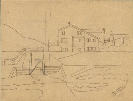 CAGNACCIO DI SAN PIETRO (Desenzano del Garda 1897 - Venezia 1946), Paesaggio con case