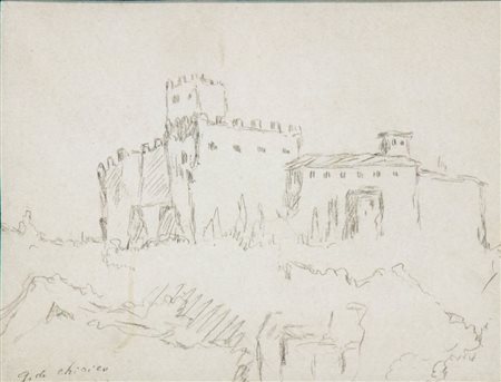 GIORGIO DE CHIRICO (Volo 1888 - Roma 1978), Castello con torrioni, Fine anni Cinquanta