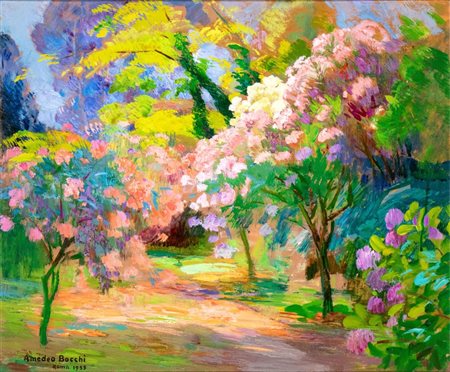 AMEDEO BOCCHI (Parma 1883 - Roma 1976), Paesaggio primaverile, 1955
