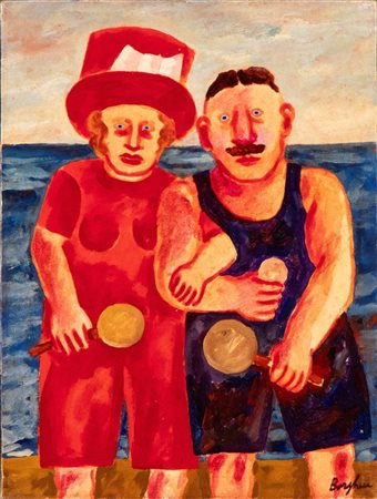 FRANZ BORGHESE (Roma 1941 - 2005), Coppia di bagnanti