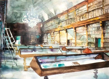 MASSIMO GIANNONI (Empoli 1954), Interno di biblioteca