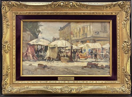 Carlo Follini, Domodossola 1848 - 1938 Genova Pegli, Mercato cittadino