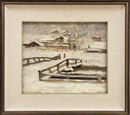 Felice Vellan, Torino 1889 - 1976, Nevicata a St. Moritz