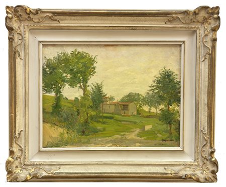 Carlo Casanova, Crema (CR) 1871 - Quarna sotto (VB) 1950, Fienile in Toscana