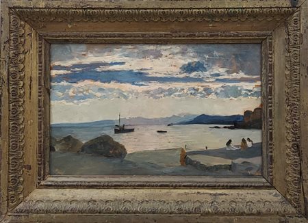 Giovanni Battista Carpanetto, Torino 1863 - 1928, In spiaggia, Pegli