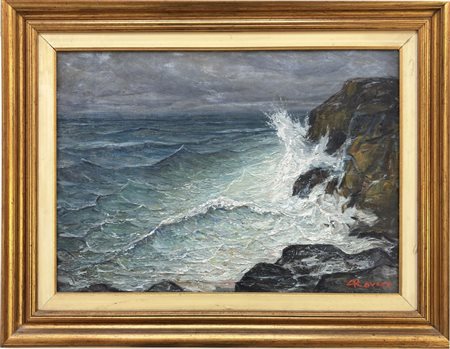 Giovanni Rovero, Mongiardino (AT) 1885 - Noli (SV) 1971, Mareggiata a Noli