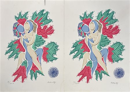 Rafael Alberti Merello (1902 - 1999) 
Due litografie 
Litografia a colori 49,5 x 35 cm