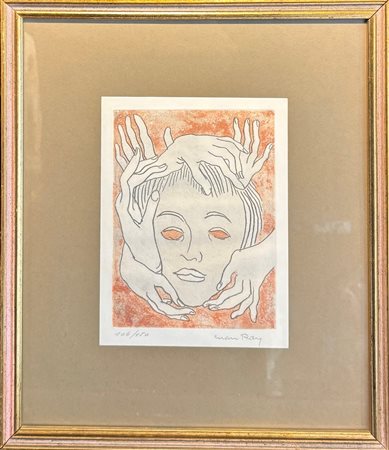 Man Ray (1890 - 1976) 
Maschera e mani 1969
litografia e acquatinta lastra 18,2 x 13,5 cm