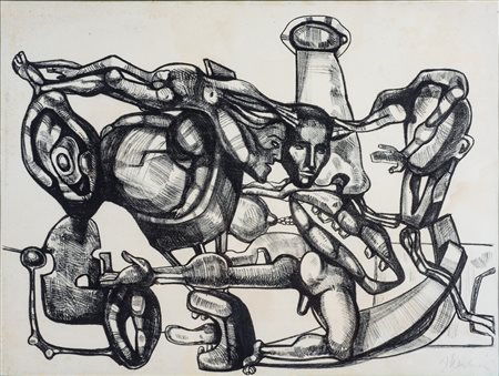 Ernst Iosipovitch NEIZVESTNY (1925 - 2016) 
Testa esplosa 
acquaforte su carta 47 x 63 cm