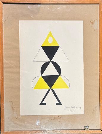 Sonia Delaunay (Ucraina, 1885 - Francia , 1979) 
Danseuse jaune pour l'entracte du Cœur à Gaz 1969
litografia a colori 28,5 x 19,5 cm