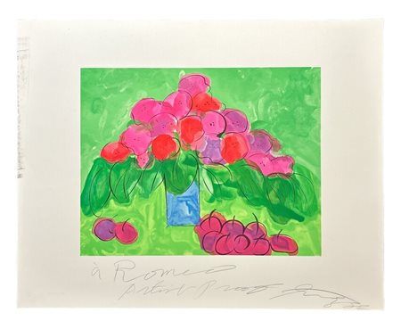 Walasse Ting (1929 - 2010) 
I love cherries and flowers 1980
acquaforte ed acquatinta su carta 61,5 x 77,5 cm