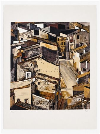 Renato Guttuso (1911 - 1987) 
Tetti 
litografia 86 x 63 cm